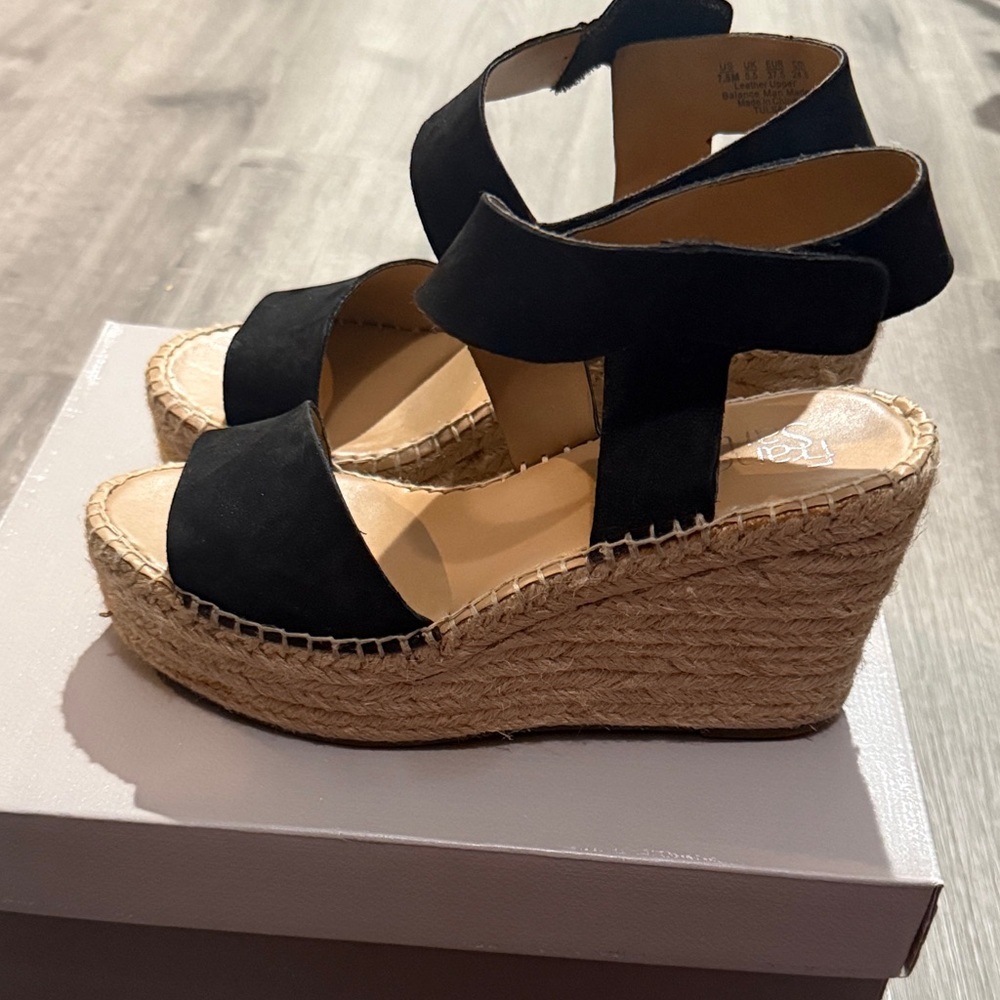 Franco Sarto Black Espadrille Wedges - Picture 3 of 6